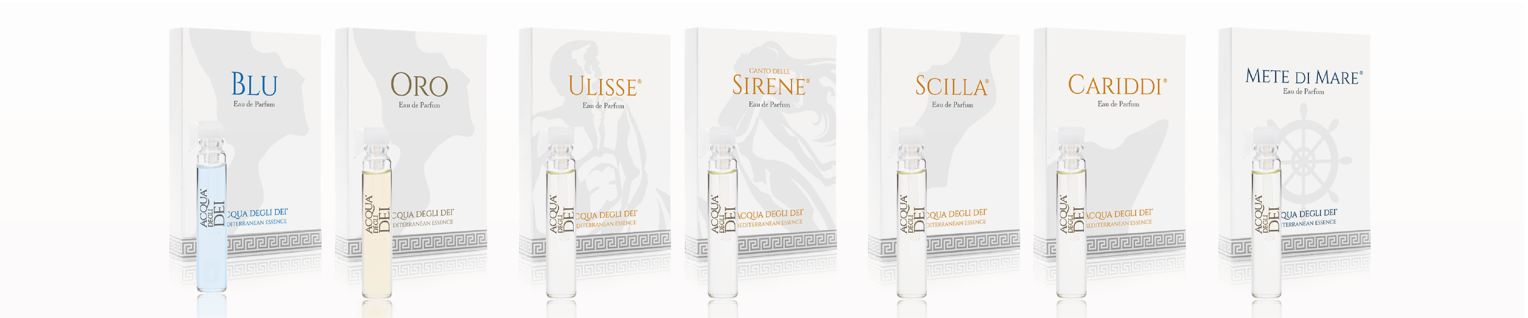 Entdecken Sie alle Düfte von Acqua degli Dei mit dem Set bestehend aus 7 Proben unseres Eau de Parfums 1.8 ml format